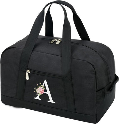 Small Gym Bag for Women Letter Style Small Duffle Bag for Travel Sport Carry on Bag-Black(Letter A)