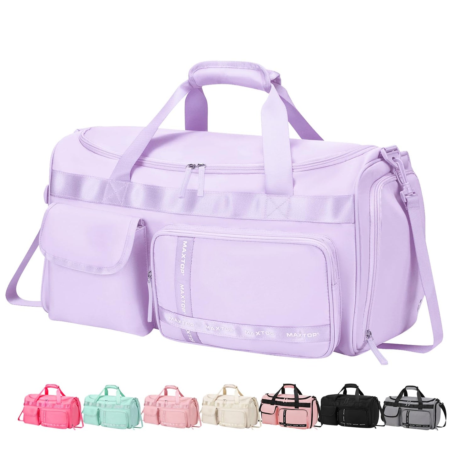 MAXTOP Gym Bag for Women Men Travel Duffle Bag Large Capacity Carry On Weekender Overnight Bag With Shoe Compartment Gym Tote Dry Wet Separation Duffel Bag for Travel