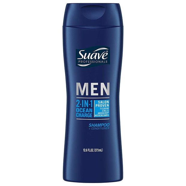 Suave Men Shampoo and Conditioner 2 in 1 Ocean Charge Refreshing, Cleanse and Conditions Hair, 40 oz Pack of 3