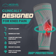 Modvel Compression Knee Brace for Women & Men, 2-Pack Knee Brace for Running Knee Pain, Knee Support Compression Sleeve, Workout Sports Knee Braces for Meniscus Tear, ACL & Arthritis Pain Relief