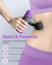Mini Massage Gun, Percussion Muscle Massager for Back Pain Relief, Compact Sports Travel Massage Gun with 6 Massage Heads 4 Speeds, Gift for Her, Home, Athletes