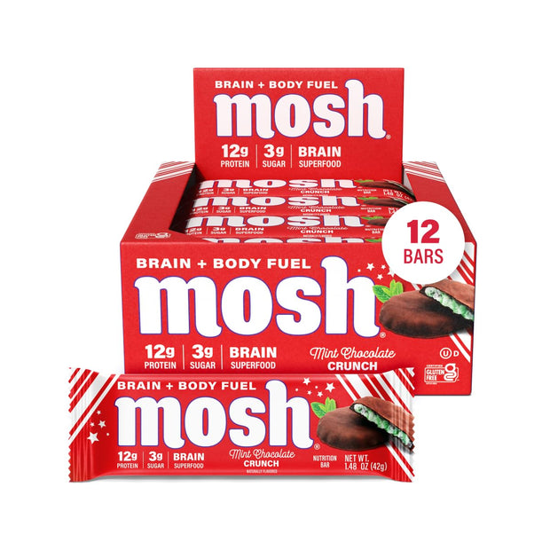 MOSH Variety Pack Keto Protein Bars, High Fiber, Low Carb, Gluten Free, High Protein, Brain Healthy Snack with Ashwagandha, Lion's Mane, 15 Count