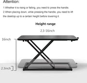 Standing Desk Converter Height Adjustable, Stand up Desk Riser, Easy Lift Height Converter Computer Workstations Home Office Study Room Portable Small Table Black Size 23.6 Inch C