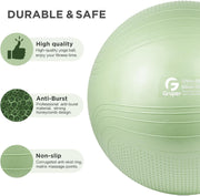 Yoga Ball, 18-30 Inch Extra Thick Exercise Ball for Workout Fitness Balance, Anti Burst Chair for Home and Office Desk, Includes Hand Pump & Workout Guide Access