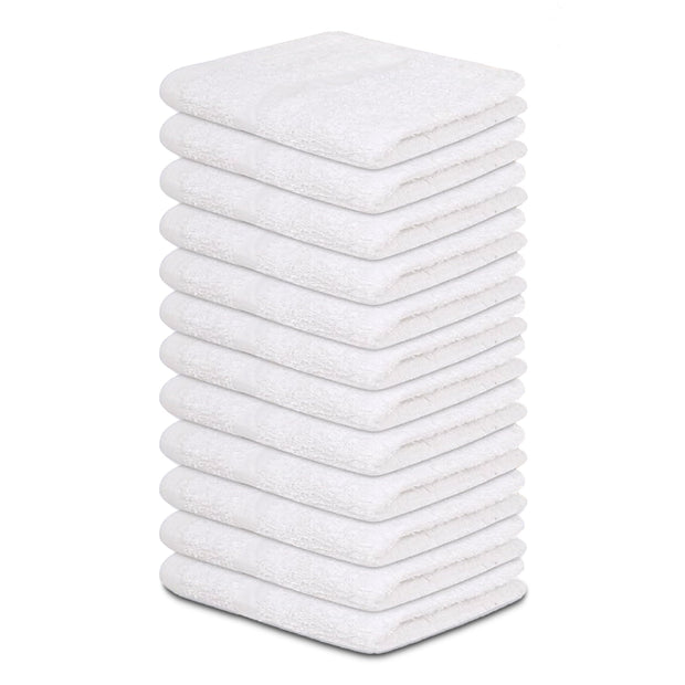 ZUPERIA White Bath Towels Bulk - 20 x 40 Inches, 100% Cotton Economy Light Weight Towels for Commercial Use - Quick Dry, Ultra-Soft, and Absorbent Bulk Towels (12 Pack)
