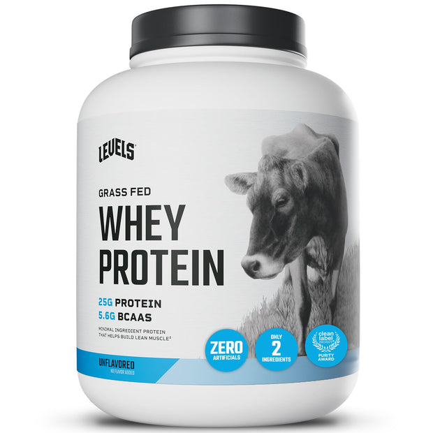 Levels Grass Fed Whey Protein Powder, No Artificials, 24G of Protein, Vanilla Bean, 2LB