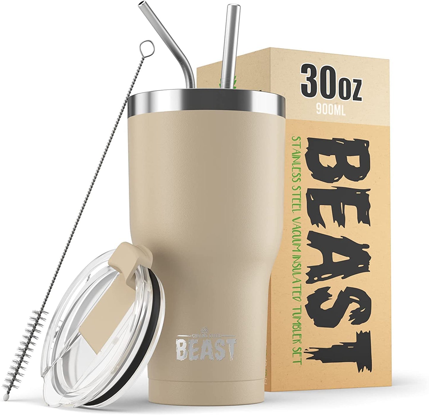 Beast 50 oz Tumbler Stainless Steel Vacuum Insulated Coffee Ice Cup Double Wall Travel Flask (Arctic White)