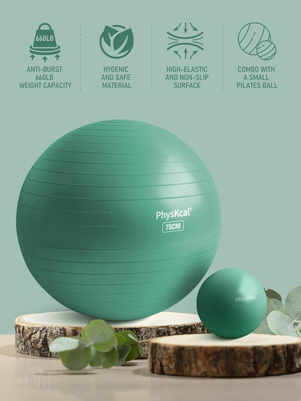 Yoga Ball for Exercise, Pilates Set, 4 Sizes Fitness Ball for Workout, Birthing, Pregnancy, Physical Therapy- Pump Included
