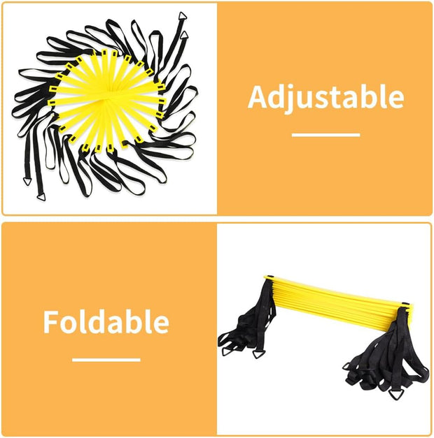 YISSVIC Agility Ladder and Cones 20 Feet 12 Adjustable Rungs Fitness Speed Training Equipment,1 Carry Bags, 10 Cones, 4 Stakes, Basketball, Soccer