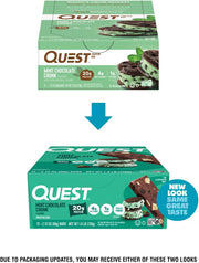 Quest Nutrition Mint Chocolate Chunk Protein Bars, 20g Protein, 1g Sugar, 4g Net Carb, Gluten Free, Keto Friendly, 12 Count