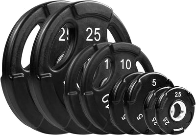 NEXO Commercial Urethane Grip 85lb Plate Set - Includes 2x 25's, 2x 10's, 2x 5's, and 2x 2.5's - Olympic 2 Inch, Premium Finish for Weight Training Home or Commercial