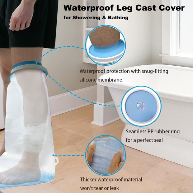 Non-Slip Waterproof Leg Cast Cover for Shower Adult, Cast Protector for Shower Leg Adult, Leg Cast Bag for Shower Foot Cover for Shower After Surgery Reusable(24.8 in. Long)