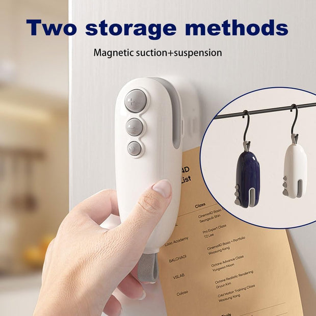 Mini Bag Sealer, 2026 Upgraded 2 in 1 Sealer with Cutter and Magnet, USB Rechargeable Chip Bag Heat Seal, Portable Handheld Resealer Machine for Plastic Bags Snack Bags Food Storage (Blue)