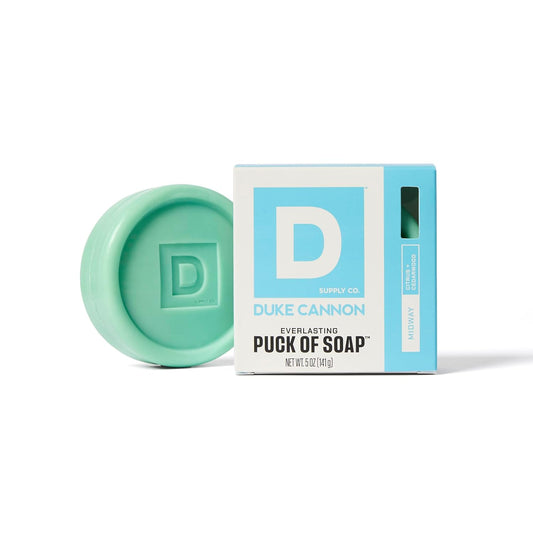Duke Cannon Supply Co. Bar Soap Puck - Men's Rounded Bar Soap With Masculine Scents - Hydrating & Deep Cleaning - Disc-Shaped Mens Soap - All Skin Types - Midway,5 oz