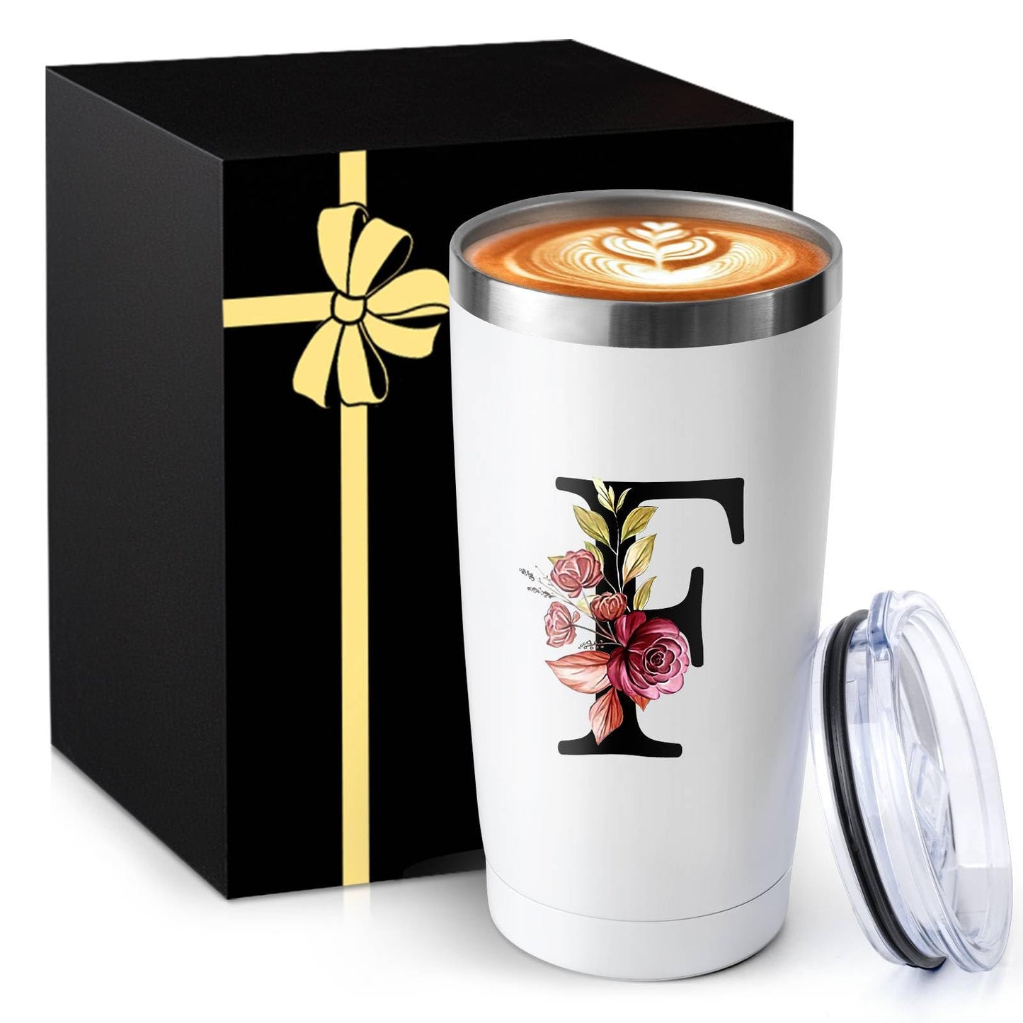 20 Oz Insulated Coffee Cup with Lid Car Tumbler Travel Mug Women Wife Husband Happy Birthday Wedding Romantic Gift Best Cool Day Personalized Unique Special Cute Custom Christmas Xmas Valentines Ideal