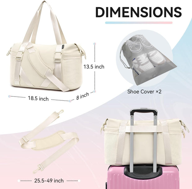 MAXTOP Women's Gym Yoga Duffle Bag with 2 Bonus Shoe Pouches, Multi-Purpose Overnight Travel Bag for Gym Work Dance Sports