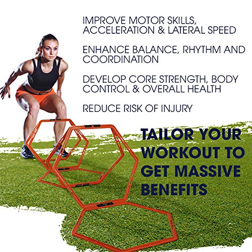 Yes4All Hex Agility Rings/Speed Rings with Carrying Bag – Hexagon Rings, Agility Hurdles for Agility Footwork Training