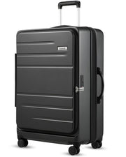 LUGGEX Carry On Luggage 22x14x9 Airline Approved, Expandable Polycarbonate Suitcase with Front Pocket (Charcoal Metallic, 20 Inch, 35L)