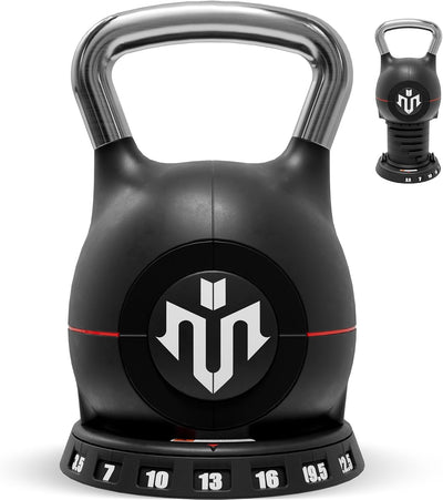 Mikolo Kettlebell, 7-in-1 Adjustable Kettlebell with 7 Weight Levels (3.5-22.5lbs), Die-Cast Aluminum and ABS Material, Quick Adjustment Weights with Safety Locking System for Full Body Strength