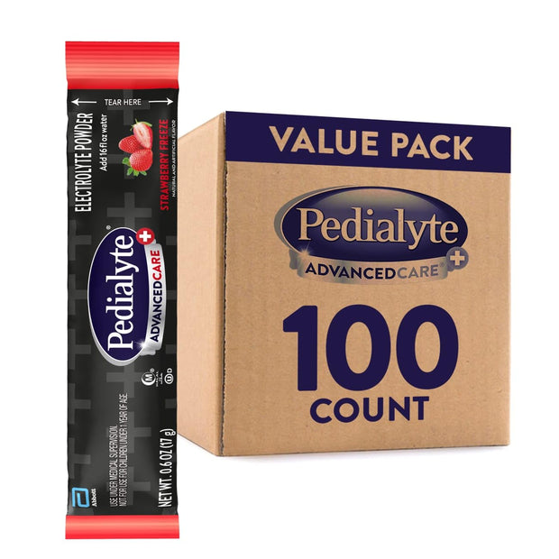 Pedialyte AdvancedCare Plus Electrolyte Powder, Has 33% More Electrolytes and PreActiv Prebiotics, Berry Frost, 18 Powder Packets