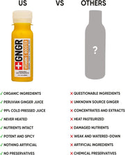 +GNGR Immunity Booster Organic Ginger and Turmeric Shot - Cold Pressed Ginger Shots with Turmeric, Cayenne Pepper, Orange, Lemon for All Natural Immune & Digestive Support (2 Oz, Pack of 12)