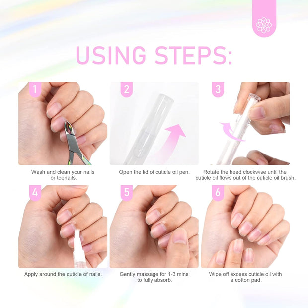 SAVILAND Natural Cuticle Oil Pen: 6PCS Revitalizing Cuticle Oil for Nails with Vitamin E Repaired Cuticles Overnight Cuticle Softener Nail Strengthener Protector for Damaged Skin Thin Nail