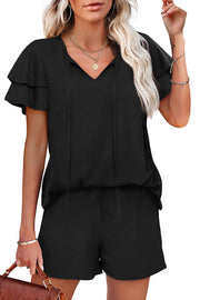 WIHOLL Summer Outfits for Women 2 Piece Short Sleeve V Neck Lounge Sets Casual