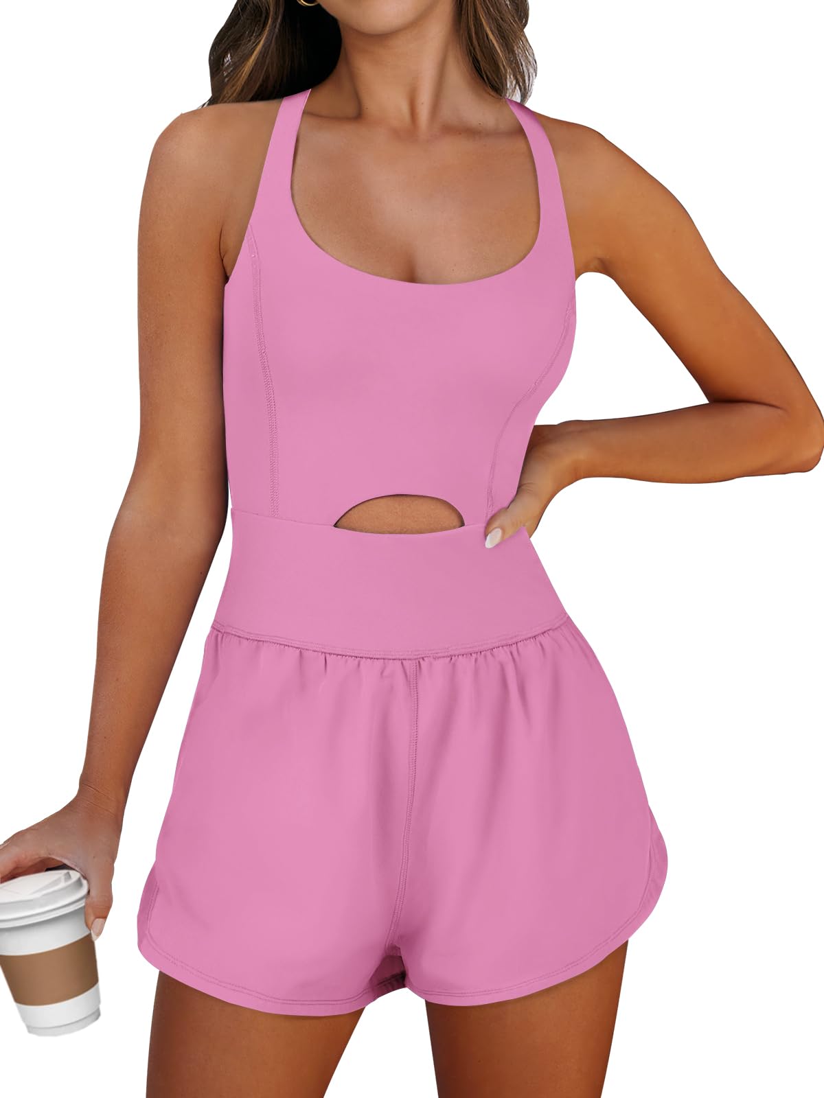ANRABESS Women Rompers Running Exercise Workout Set One Piece Jumpsuits Gym Yoga Outfits 2025 Summer Active Wear Clothes