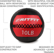 RitFit Medicine Ball / weight ball / Soft Medicine Ball / Wall Medicine Ball / Soft Wall Ball / Wall Ball set/ Medicine Balls for Exercise and Conditioning Workouts, Fitness Gym Equipment for Core Training and Cross Training (5/10/15/20/25/30 lbs)