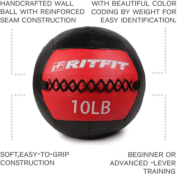 RitFit Medicine Ball / weight ball / Soft Medicine Ball / Wall Medicine Ball / Soft Wall Ball / Wall Ball set/ Medicine Balls for Exercise and Conditioning Workouts, Fitness Gym Equipment for Core Training and Cross Training (5/10/15/20/25/30 lbs)