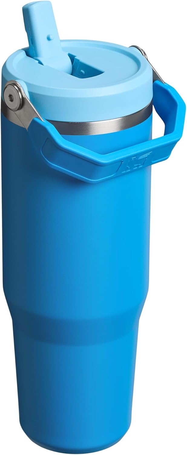 Stanley IceFlow 2.0 Flip Straw Tumbler with Handle 30 oz | Twist On Lid and Flip Up Straw | Leak Resistant Water Bottle | Insulated Stainless Steel | BPA-Free | Azure