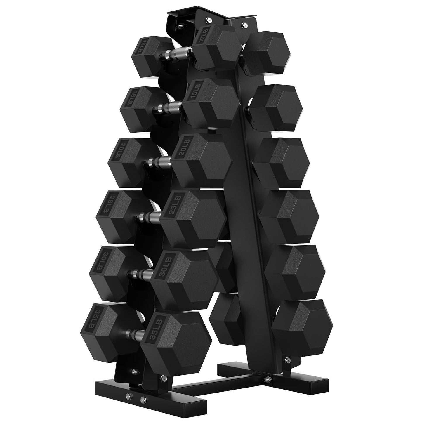 Hex Dumbbell Sets with Rack, 75-300 lb Rubber Encased Dumbbells for Strength Training, Exercise, and Fitness, Home Gym Weight Set with Rack