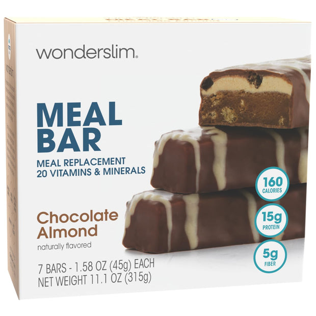 WonderSlim Meal Replacement Protein Bar, Variety Pack, 15g Protein, 20 Vitamins & Minerals (7ct)
