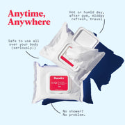 Whole-Body Deodorant Wipes for Men & Women- Body Wipes for Sweat & Odor Control, Use for On-the-Go Cleansing, Gym Sessions, Travel, or Rinse-Free Shower Alternative - Aqua Scent, Pack of 1