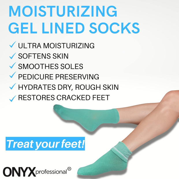 Onyx Professional Gel Moisturizing Socks, One Size Dry Feet Treatment for Women or Men, Hydrating Spa Socks for Dry Feet and Cracked Heel Repair, One Reusable Pair