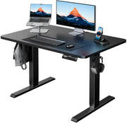 HUANUO 48" x 24" Electric Standing Desk Adjustable Height, 4 Memory Height Settings, Headphone Hook, Cable Manager, Sit Stand Up Desk for Home Office & Computer Workstation, Black