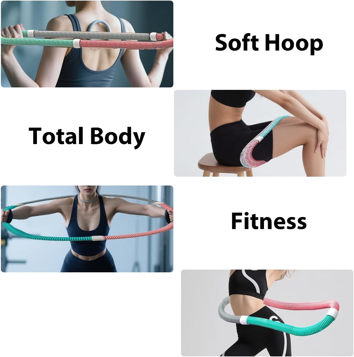 3.3lb Soft Weighted Hula Hoop | Foldable & Adjustable 38"-43" for Adults | Gentle No-Bruise Design, Waist Trainer for Weight Loss | Portable Exercise Ring, Home/Gym/Outdoor