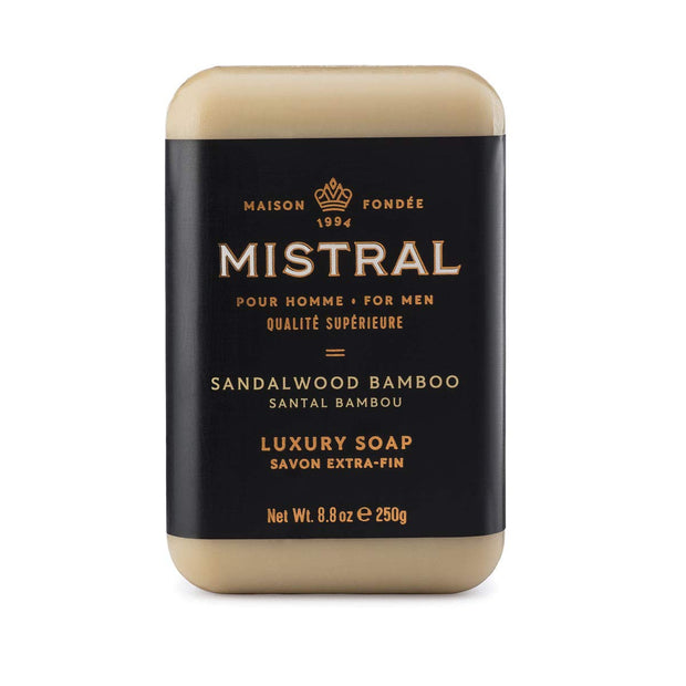 Mistral Cedarwood Marine Luxury Bar Soap for Men | Men’s Natural Soap Bar | Paraben, Phthalates Free | Moisturizing & Triple-Milled Natural Soap for Men - Made in France | Large, 8.8 oz