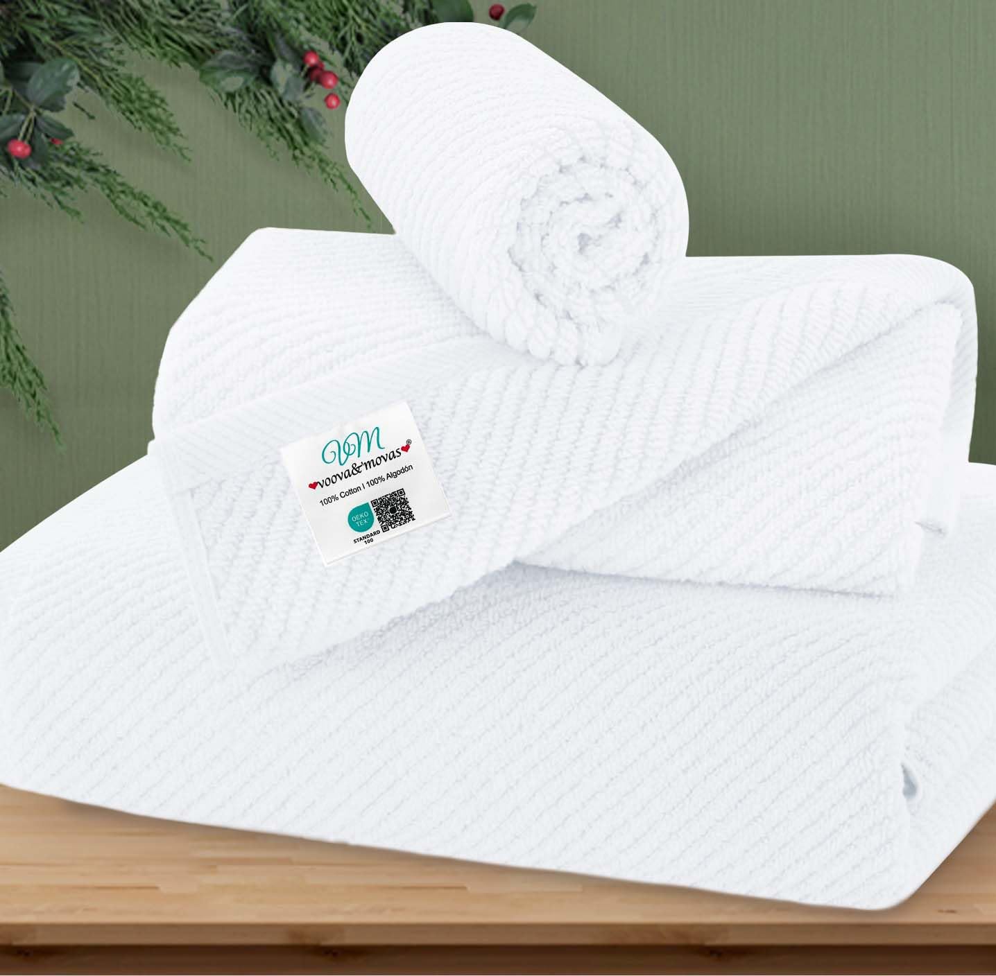 VOOVA & MOVAS Bathroom Hand Towels Set of 4, Large 18"x28" - 100% Cotton | Quick Dry | Light Weight | Thick | Soft | Absorption, Luxury Hand Towels for Showering, Hot Pink Bathroom Decor