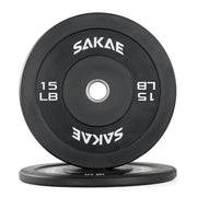 SAKAE Olympic Rubber Bumper Plates, 2-Inch Weight Plate Set with Steel Hub, Ideal for Weightlifting, CrossFit, Strength Training & Home Gym Workout, Available in Single, Pair & Sets, Multiple Sizes