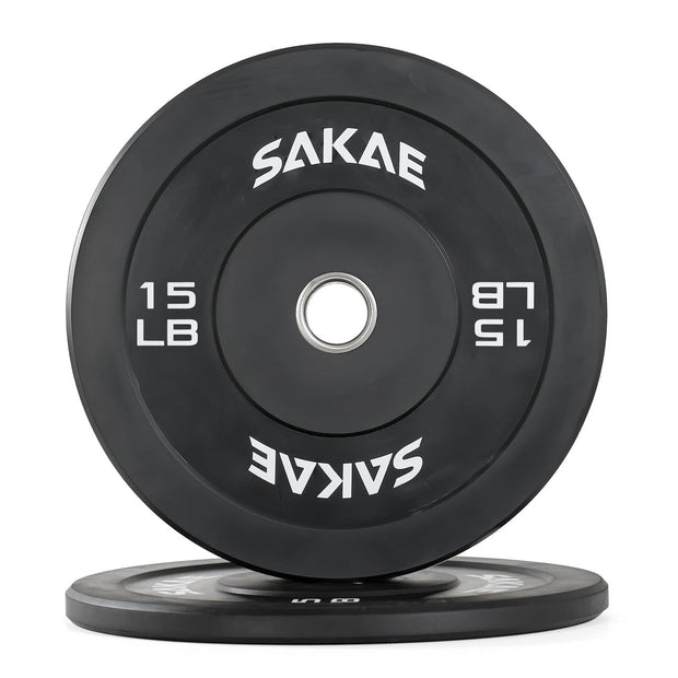 SAKAE Olympic Rubber Bumper Plates, 2-Inch Weight Plate Set with Steel Hub, Ideal for Weightlifting, CrossFit, Strength Training & Home Gym Workout, Available in Single, Pair & Sets, Multiple Sizes