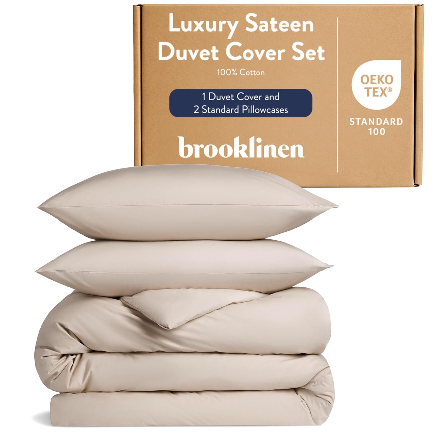 Brooklinen Luxury Sateen Duvet Cover - 100% Cotton, Full/Queen Size in White with Extra-Long Corner Ties and Button Closure | Best Luxury Sheets