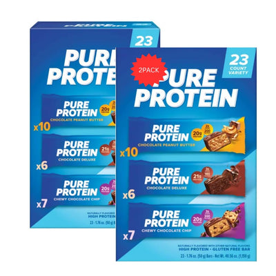 Pure-Protein Bars, Nutrient Rich Snacks with High Protein for Energy Support, Minimal Sugar, Gluten-Free, Variety Pack (23 Pack) (2pack)