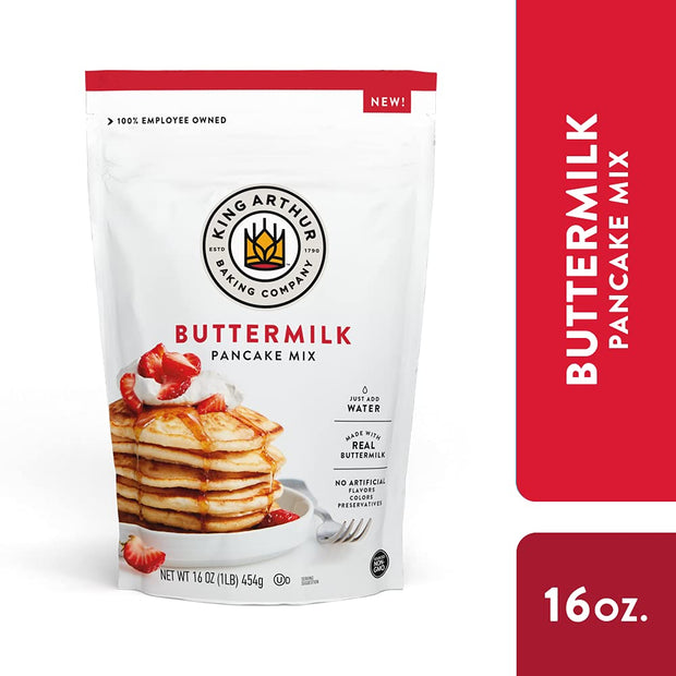 King Arthur Buttermilk Pancake Mix Just Add Water, Sourced Non-GMO, Certified Kosher, 16 Oz