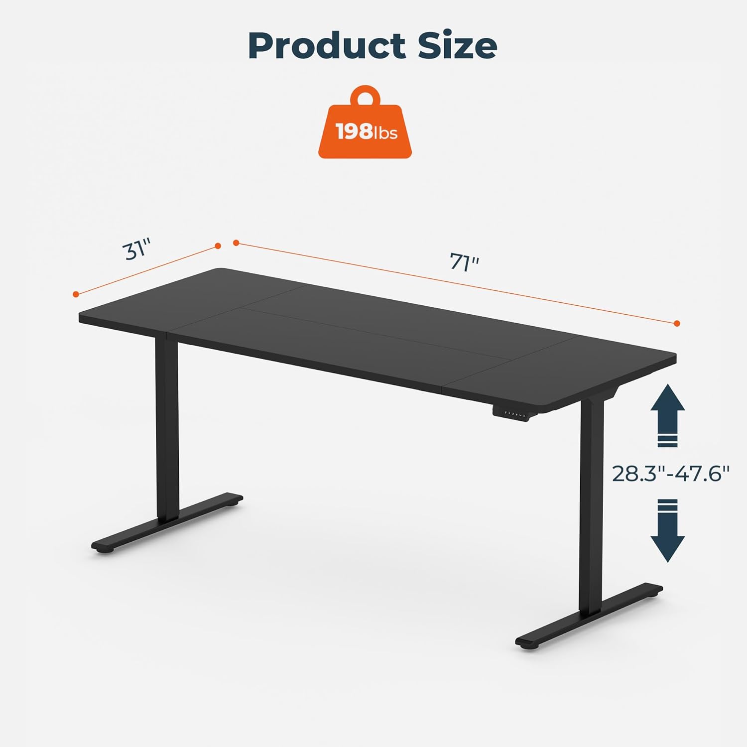 Dual Motor Standing Desk, Large Stand Up Desk, 71x31 Inches Electric Sit Stand Desk, 4 Memory Preset Adjustable Height Desk Home Office Desks(Black)
