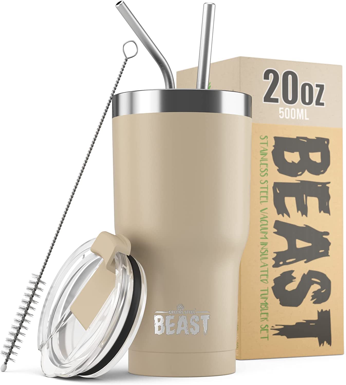Beast 50 oz Tumbler Stainless Steel Vacuum Insulated Coffee Ice Cup Double Wall Travel Flask (Arctic White)