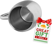 Stainless Steel Coffee Mugs with Lid (Set of 2) - 14 oz Double Walled Steel Coffee Glasses with Lid & Handle - Travel, Outdoor, Camping - Vacuum, Shatterproof, Durable