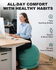 Trideer Exercise Yoga Ball Chair with Base for Home Office Desk, Stability & Fitness Ball Seat to Relieve Back Pain, Home Gym Workout for Abs, Pregnancy Ball with Pump