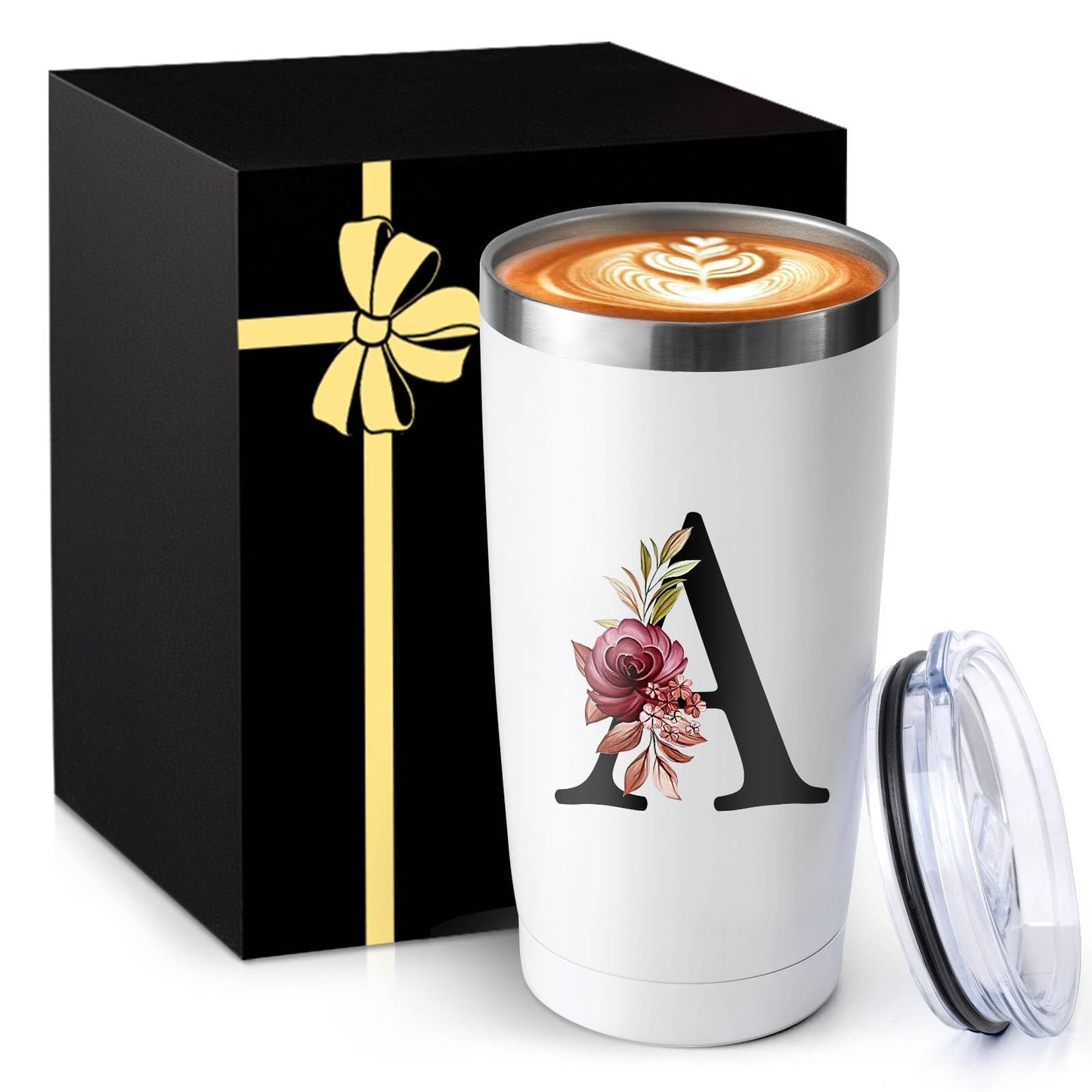 20 Oz Insulated Coffee Cup with Lid Car Tumbler Travel Mug Women Wife Husband Happy Birthday Wedding Romantic Gift Best Cool Day Personalized Unique Special Cute Custom Christmas Xmas Valentines Ideal
