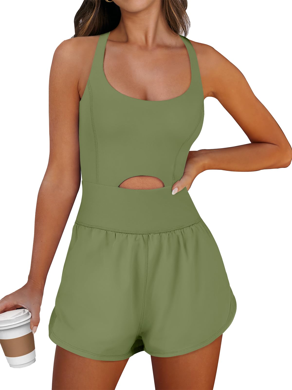 ANRABESS Women Rompers Running Exercise Workout Set One Piece Jumpsuits Gym Yoga Outfits 2025 Summer Active Wear Clothes